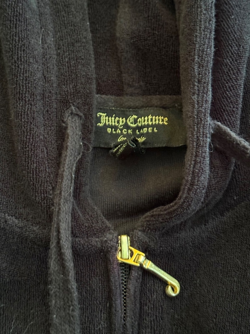 Last Chance! Juicy Couture Black Label Black Terrycloth Hoodie Size Small - Picture 7 of 7